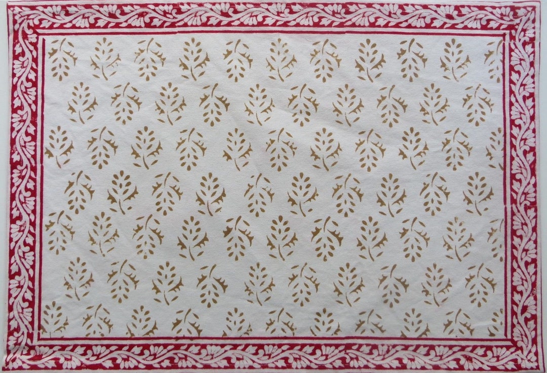 Heavy Cotton Placemat Printed Cotton Placemat Block Printed on Etsy