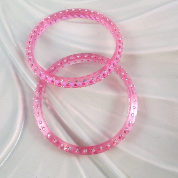 Bangles Hand Decorated Bangles Bracelet Pink Bangles Acrylic Plastic Bangles Jewelry Bangles Rhinestones Bracelet Fashion Bangles Bracelet