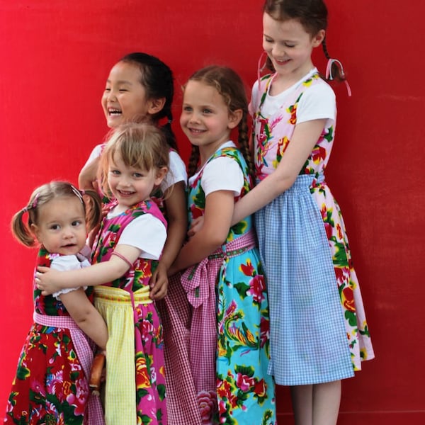 Kinder Dirndl Schürze Grösse 128 Blau/weiss Karo