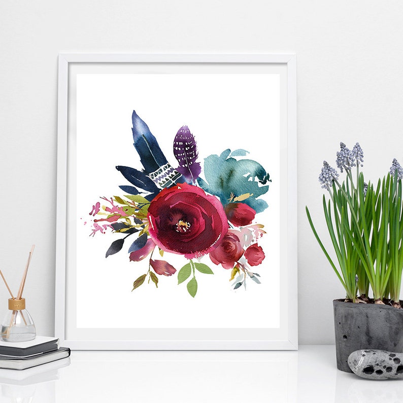 Watercolor Rose Print Setwatercolor Printable Art watercolor Etsy