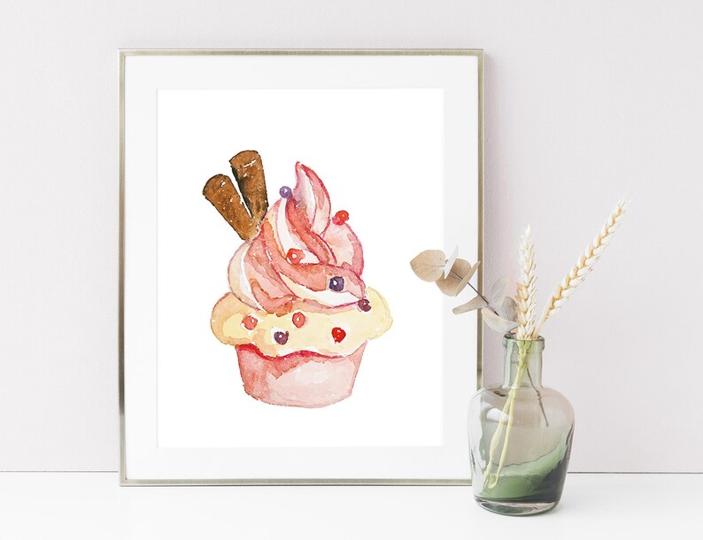 Cupcake Kitchen Wall Print, Cupcake Kitchen  Printable, Kitchen Printable Cupcake Art, Prints, Kitchen Art, Cupcake Art, Poster, Wall Decor,