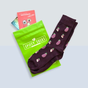 Bamboo Fiber Socks - Eco Friendly Spiffy Socks - Purple Eggplants Sock