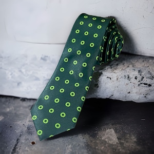 Men&#39;s Woven Skinny Tie Necktie - Green Olive Tie - Gift for him