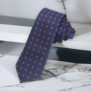 Men&#39;s Woven Skinny Tie Necktie - Purple Floral Tie - Gift for him