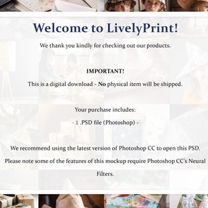May include: A digital download announcement from LivelyPrint, with text including "Welcome to LivelyPrint!" and "This is a digital download - No physical item will be shipped." The announcement also mentions a .PSD file for Photoshop.