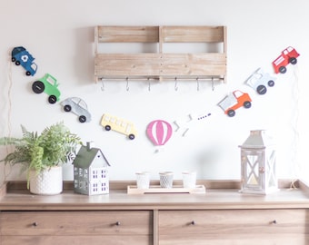 Transportation Felt Garland for Kids Playroom, Handmade Felt Garland, Kids Bedroom decor, Kids Party Decor, Things That Go, Kids Gift