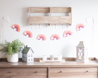 Rainbow Felt Garland for Kids Playroom, Neutral Color Rainbow Nursery decor, Kids Playroom decor, Kids Bedroom Decor, Birthday Gift for Her
