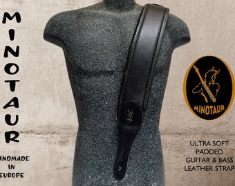 ULTRA SOFT leather guitar strap | Handmade black guitar strap | custom guitar strap | adjustable length