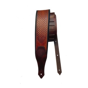 HAND-TOOLED Guitar Bass Strap | Custom Leather Wide Guitar Strap