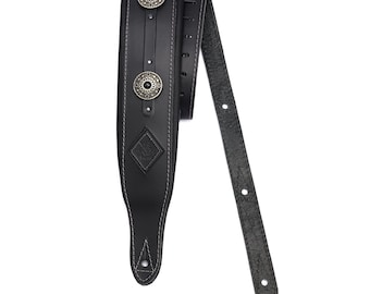 BOSTON Leather guitar strap | CUSTOM guitar strap | Bass Guitar Strap | Guitarengurte