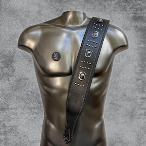 ethos Bronze Knight Strapブロンズナイトギターストラップ Charm-60 Brown Guitar Strap with RAS Adjustment and Vegan