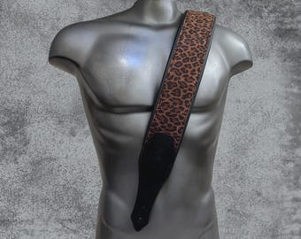Leopard Leather Guitar Strap | Padded Custom Bass Strap