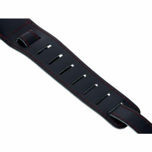 Tracolla imbottita in pelle bicolore DELUXE per chitarra e basso / Tracolla vintage fatta a mano NERO ROSSO immagine 6