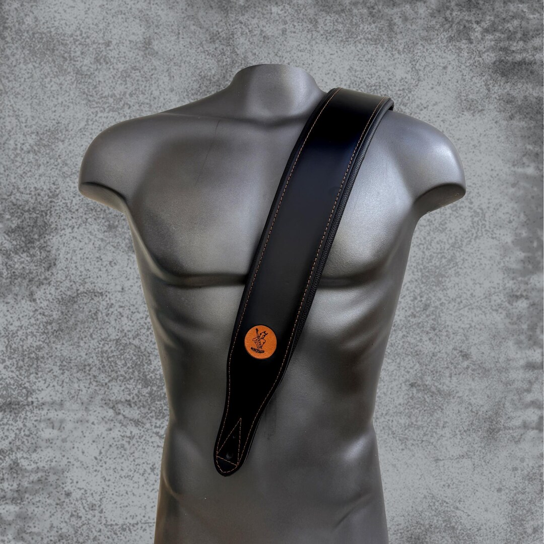 Basque Strap CLASSIC Black Leather Bass Strap | Padded, 10cm/3.9'', Handcrafted With ...