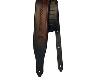 comfy Bass Guitar strap | leather guitar strap | custom guitar strap | black-burgundy