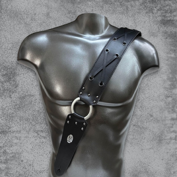 Correa de guitarra acolchada de cuero negro GRANDMASTER / Correa de bajo de diseño