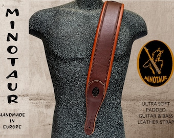 ULTRA SOFT Leather Guitar Strap |Handcrafted Bass Guitar Strap | Padded Guitar Strap