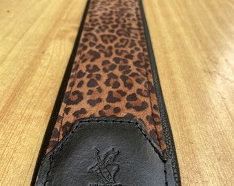 Leopard leather Guitar padded strap