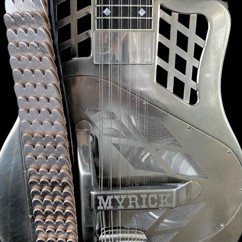 Silver Python Leather Guitar Strap | Black & Silver | Handmade in Europe since 1988 image 2