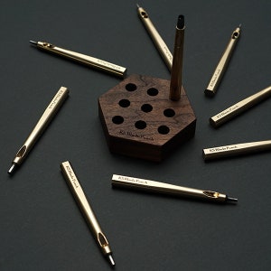KSBladePunch / 9 Sets Hole Punch (Brass) + Walnut wooden tool rack –for High Quality Leathercraft Tools / Hole Punch / Round Punch / Ksblade