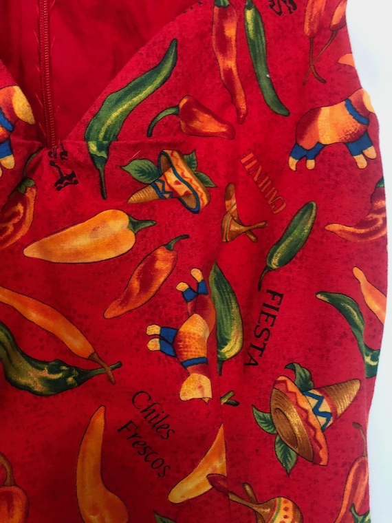 Vintage red handmade salsa dress: print has marac… - image 4