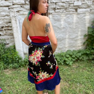 blue pink dress Lady Black Tie - Solana Midi Dress - Blue & Pink Floral Halter Dress