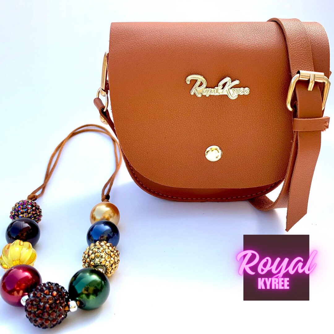 Girls Crossbody Pocketbook Purse brown Beaded Necklace Etsy