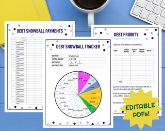 Debt Snowball Printable Set - Includes debt tracker, debt priority list, debt payment record