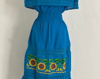 Sunflower Splendor: Traditional Mexican Girasol Dress size small