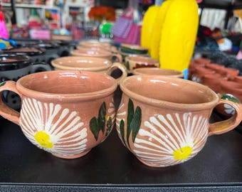 Taza de barro oaxaqueña, tazas de café mexicanas, taza de cerámica de arcilla pintada a mano mexicana