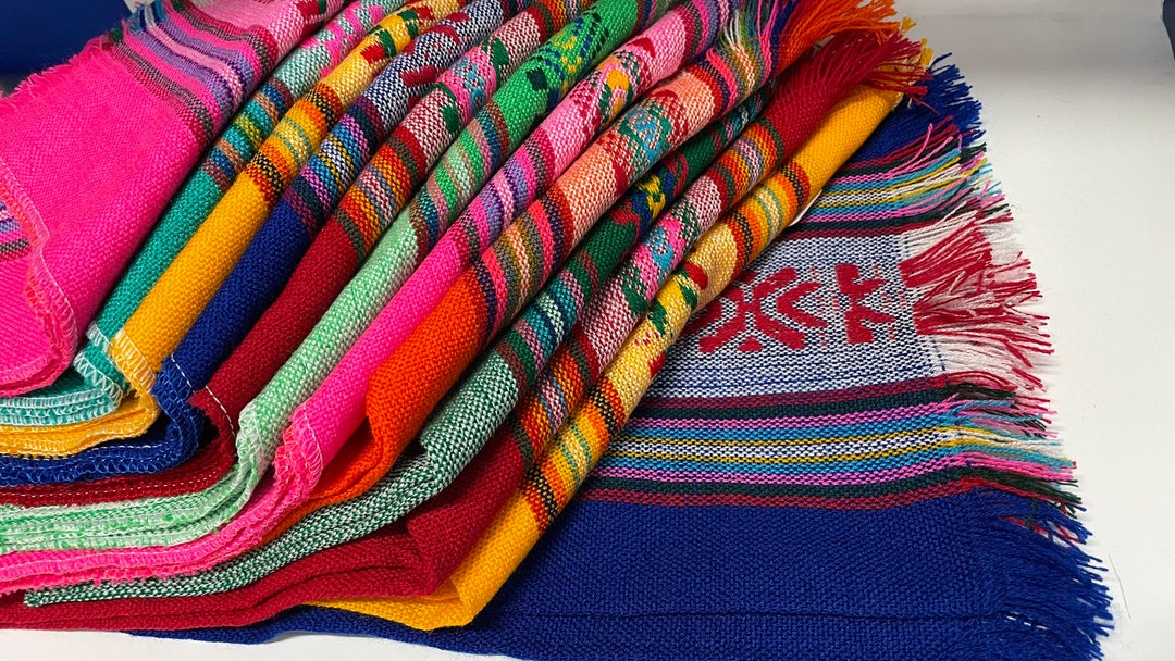 Fiesta Finery: Set of 12 Mexican Servilletas/tortilla Napkins for 5 De