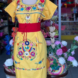 Puebla Tradicional Embroidery Mexican Dress