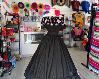 Conjunto 2 piezas Catrina Folklore Mexicano Falda y blusa Lisa