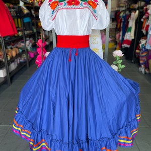 3 piece set Folklore Mexican Solid  skirt ,blouse and faja