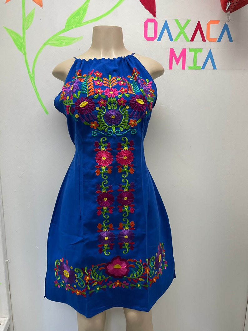 Mexican dress floral embroidery dress
