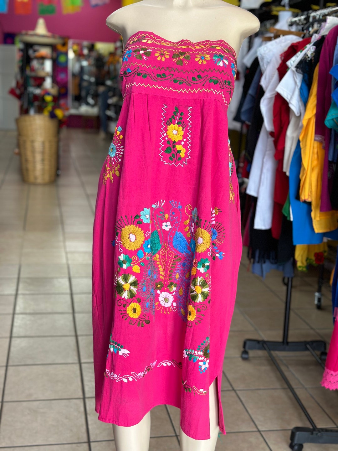Mexican pink embroidery dress Mexican pink embroidery dress