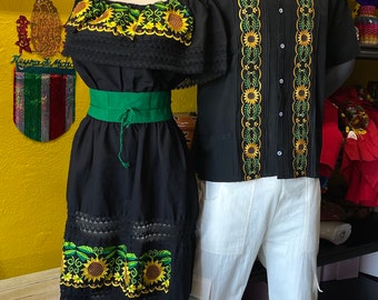 Girasol 2pcs Small Mexican Dress and guayabera /off shoulder dress