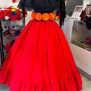 Catrina 2 pcs set Folklore Mexican Solid  skirt and solid blouse