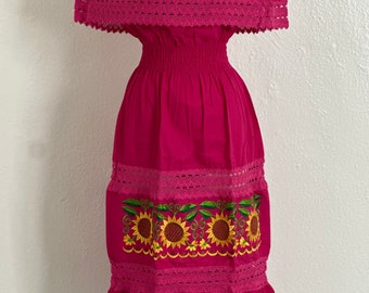 Sunflower Splendor: Traditional Mexican Girasol Dress size small