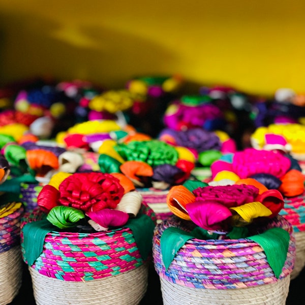 Duo of Craftsmanship: Handmade Mexican Alajeros, Dulceros, y Joyeros Baskets