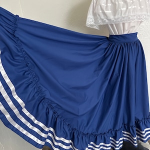2 piece set Folklore Mexican Solid  skirt and blouse