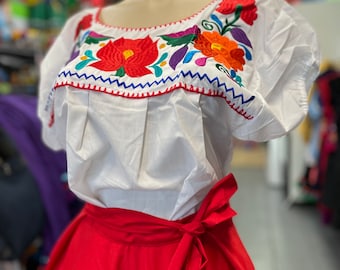 Top Bordado Tehuacan 5 de Mayo Talla Grande Blusa Mexicana Folklore