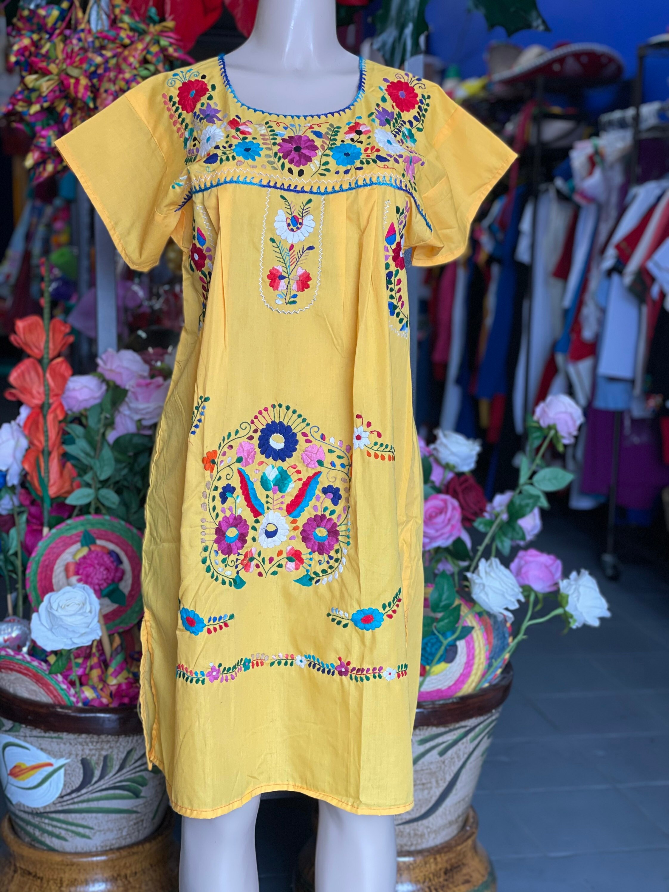 Puebla Dress for Women - Knee Length M / Yellow