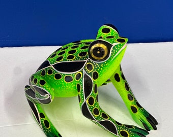 Enchanting Leap: Alebrije Frog Sculpture