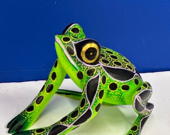 Enchanting Leap: Alebrije Frog Sculpture