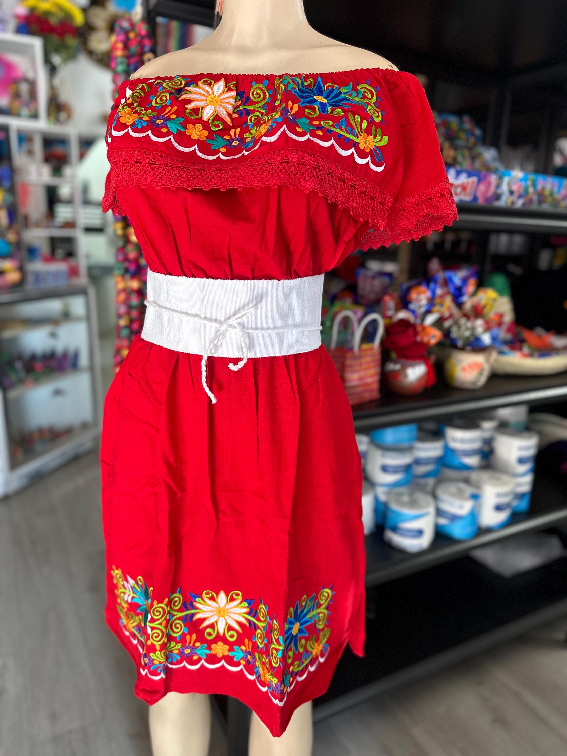 Red Medium-Sized Mexican Dress