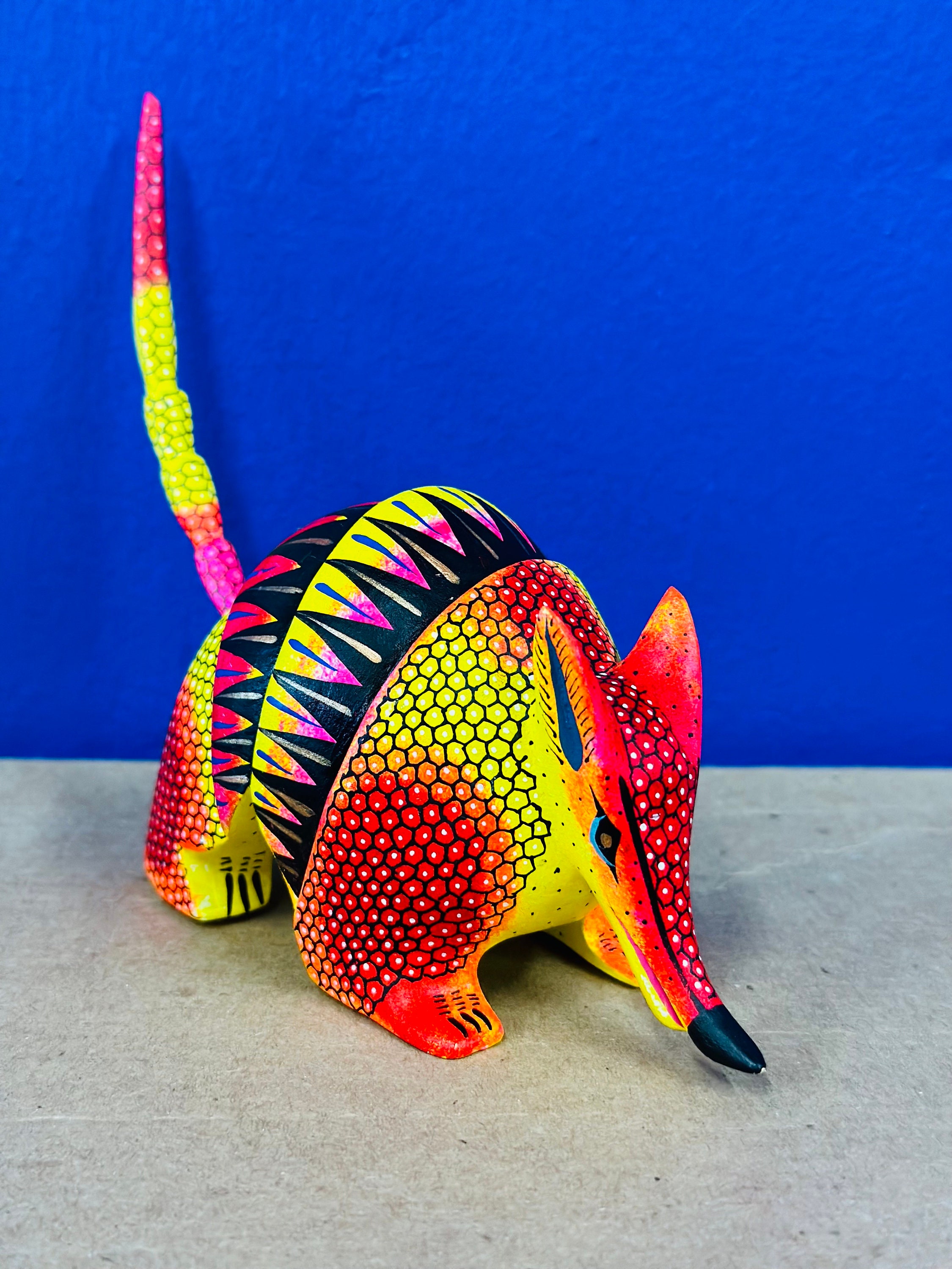 Armor of Colors: Wood Carved Armadillo Alebrije - Etsy