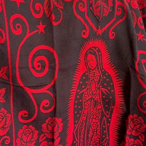 Sacred Elegance: Virgen María Mexican Unisex Jorongo Poncho Gaban Cape Ruana
