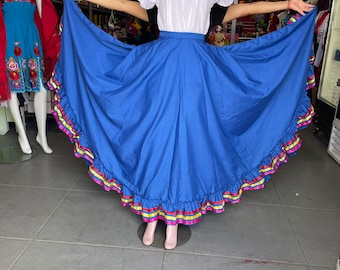 2 piece set Folklore Mexican Solid  skirt and blouse