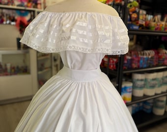 Conjunto de 2 piezas Folklore Mexicano Falda y Blusa Disfraz de Catrina